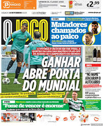 Relativamente ao último jogo, com o sporting, saíram da equipa rui correia, witi, alhassan, rúben micael e camacho, para as estradas de lucas kal, joão vigário, danilovic, éber bessa e pedro mendes. Capa Jornal O Jogo 14 Novembro 2020 Capasjornais Pt