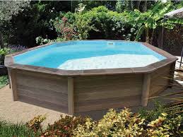 Naturalis Kit Piscine Beton Decagonale Allongee 7 77 X 4 74 X 1 30m Aspect Bois