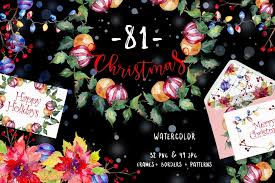 Christmas Happy Holiday Png Watercolor Set Graphic By Mystocks Creative Fabrica