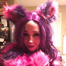 Cheshire Cat Pink/purple Striped Luxury Shag Faux Fur Ears Clips or  Headband, 10",15",30"tail, Sold Separately or as a Set