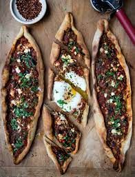 Vegetarian Turkish Pide Flatbread Wild Greens Sardines Food Recipes Turkish Recipes