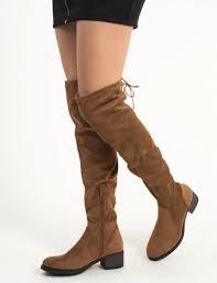 Γυναικείες κάμελ σουέντ χαμηλές μπότες Overknee MAH651 | toRouxo.gr