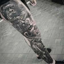 Black And White Calf Tattoos For Men 125 Best Leg Tattoos For Men Cool Ideas Designs 2020 Guide Full Leg Tattoos Leg Tattoo Men Best Leg Tattoos