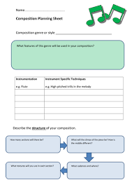 Gcse Music Composition Planning Music Composition Gcse Composition