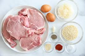 Ingredients For Juicy Air Fryer Pork Chops Including Bone In Pork Chops Eggs Parmesan Cheese P In 2020 Air Fryer Pork Chops Pork Chops Air Fryer Rotisserie Recipes
