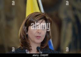 Prague. 10th Mar, 2014. Colombian Foreign Minister Maria Angela Holguin  addresses the media during a press conference after meeting with Czech  Foreign Minister Lubomir Zaoralek (not pictured) in Prague,