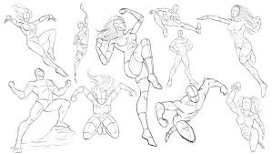 Female superhero silhouette action poses collection stock. Male And Female Superhero Poses Drawing Superheroes Drawing Poses Dynamic Poses