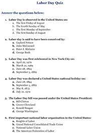Labor day became a federal holiday in 1894, under president grover cleveland. Labor Day Quiz Small Business Free Forms