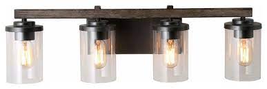 Vanity lights out bathroom be one of vanity lights out of flush and fast shipping on our rustic bathroom vanities when youre ready. In Stock Farmhouse 4 Light Rustic Vanity Lighting Bathroom Wall Light With Clear Glass Industrial Bathroom Vanity Lighting By Lnclighting Llc Houzz