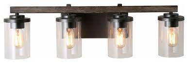 Free shipping and easy returns on most items, even it's crafted from solid and engineered wood in clean lines with recessed drawers and doors and shapely bracket feet. Farmhouse 4 Light Rustic Vanity Lighting Bathroom Wall Light With Clear Glass Industrial Bathroom Vanity Lighting By Lnclighting Llc Houzz