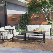 Fernhill Metal Patio Loveseat Linen Threshold Conversation Set Patio Patio Furniture Collection Patio