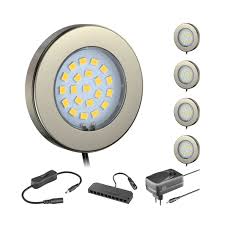 5er Set Led Unterbau Leuchte Maja Chrom Mit Trafo Rund Flach