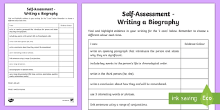 *some of these mnemonics could be improved. Second Level Writing A Biography Self Assessment Checklist
