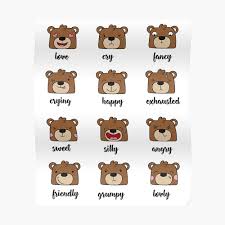 The bear cards makes talking about feelings a whole lot easier. Emojii Bear Faces Emotions Kit Outline Bear Teddy Bears Grizzly Feelings Greeting Card By Originalstar Redbubble