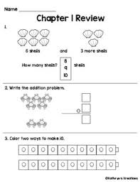 1st grade math worksheets on addition (add one to other numbers, adding double digit numbers, addition with carrying etc), subtraction (subtraction word problems, subtraction of small numbers, subtracting double digits etc), numbers (number lines, ordering numbers, comparing numbers, ordinal numbers etc), telling time (a.m. Go Math Chapter 1 Review Test First Grade By Kathryn S Kreations