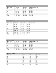 size chart j crew