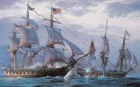painting sailing ship american flag
