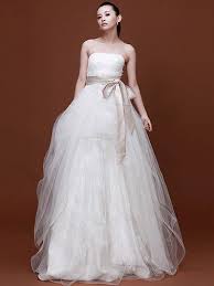 White Tulle Ball Gown Wedding Dress With Pink Ribbon Sash Cheap Bridesmaid Dresses Wedding Dresses Ball Gowns Wedding