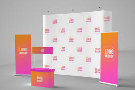 Today we bring very professional and stunning free trade show banner stand backdrop with display counter mockup psd to showcase your. Exhibition Elements Mockup Design Pop Up Banner Banner Backdrop