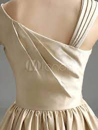 gold champagne pleated satin bridesmaid dress milanoo milanoo com satin bridesmaid dresses dresses bridesmaid dresses