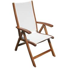 Teak Wood California Reclining Chair With White Batyline Sling Patio Dining Chairs Dining Chairs Traditional Chairs