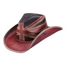 New Peter Grimm British Flag Union Jack Rwb Western Cowboy Hat Petergrimm Drifter Cowboy Hats Western Cowboy Hats Straw Cowboy Hat