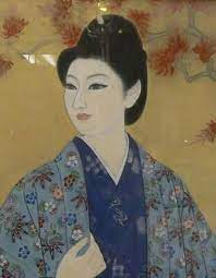 日本画 故 具志堅聖児 沖縄美人画 題名 でいご 日本画 日本美術 でいご