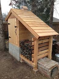 Cedar Smokehouse Construction Outdoor Firewood Rack Diy Outdoor Smokehouse
