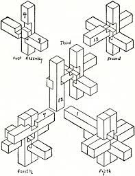 6 piece notched burr puzzle solution. Copyright J A Storer