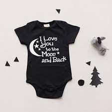 Bodysuit Baby Boys Girls Clothing I Love You To The Moon And Back Blac Eosegal Cotton Baby Clothes Boys And Girls Clothes Organic Baby Clothes