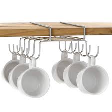 Check spelling or type a new query. Mygift 10 Hook Under The Shelf Mug Rack Metal Espresso Cup Storage Holder Drying Rack Silver Mug Hooks Home Kitchen