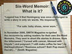 Six Word Memoir Writing Activity By Mz S Teachers Pay Teachers Six Word Memoirs Writing Activities Memoir Writing