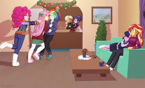 Now updated with correct colors from hasbro. 2317758 Applejack Apron Artist Carnifex Blushing Bow Bunny Slippers Christmas Sweater Clothes Commission Cookie Cuddling Derpibooru Import Equestria Girls Female Flutterdash Fluttershy Food Glasses Off Hair Bow Hair Bun Holiday