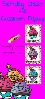 Cupcake Birthday Chart Tpt Store Learning With Liza