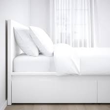 Malm Estructura De Cama Con 2 Cajones Blanco Lonset 90x200 Cm Ikea High Bed Frame Malm Bed Frame White Bed Frame
