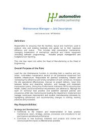 Fulfills responsibility using sound business management practices. Https Www Automotiveip Co Uk Wp Content Uploads Sites 7 2016 01 Maintenance Manager Generic Jd Pdf