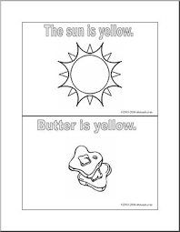 These are the three colors that can't be produced when blue and yellow are combined, green is the result. Coloring Pages Yellow Things Booklet B W Abcteach