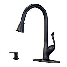 A kitchen faucet is an important fixture in your household. Matte Black Kitchen Faucet Pull Down Sprayer And Soap Dispenser Single Handle Commercial High Arc One Hole Pull Out Spray Head Kitchen Sink Faucets With Deck Plate Appaso Pricepulse