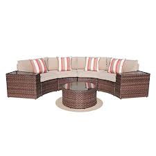 Apr 30, 2021 · your outdoor space is your personal sanctuary, so it's understandable if you want to invest a bit in certain pieces to make it just right. Buy Sunsitt Outdoor 7 Piece Half Moon Sectional Furniture Set With Round Coffee Table Patio Curved Sofa Set Beige Cushion And Brown Wicker Incl Waterproof Cover Online In Turkey B07pltfzhj