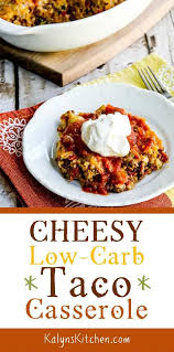 Cheesy Low Carb Taco Casserole Video Kalyn S Kitchen Recipe Taco Casserole Beef Recipes For Dinner Ground Beef Recipes For Dinner