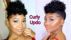 A cute hairstyle idea for women with short or medium length, this quick updo requires your hair to be tied up on the top of this is a lovely and relatively simple hairstyle for natural black hair that requires clear parting and skillful hands. Lazy Girl Curly Puff Updo Relaxed Hair Tutorial Youtube
