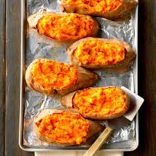 Twice Baked Sweet Potatoes With Bacon Recipe Twice Baked Sweet Potatoes Recipes Easter Side Dishes