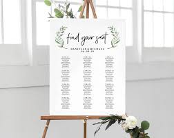 Greenery Wedding Sign Seating Chart Sign Wedding Seating Chart Template Template Alphabetical Pdf Instant Download Bpb330_52