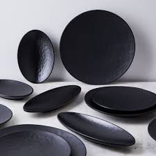 Black And White Melamine Dinnerware Sets Melamine Cobbled Charcoal Plates Set Of 6 In 2020 Melamine Dinnerware Sets Plate Sets Plates