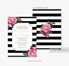 Black And White Floral Invitation Design Black White Wedding Invitation Printed Pink Gold Floral Invite Rose Striped Modern Printing Wedding Invitations Wedding Cards Wedding Invitation Envelopes
