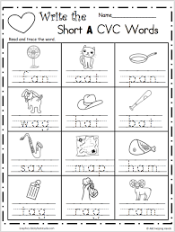 writing worksheet short a cvc words made by teachers