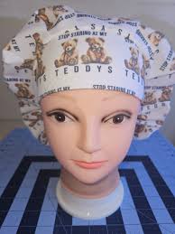 Stop Staring at My Teddys! Surgical Scrub Bouffant Hat
