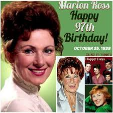 A MOST Happy Birthday to "Happy Days" Marion Ross, who turns 97-years-old  today!! Here is Marion with Barbara Eden, Shirley Jones, Charo and Joyce  DeWitt in a fun parody "Desperate Housewives" in
