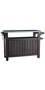 Keter Unity Xl Pre Table Grill Cart Gardening Table Is Apart Of Keters Wood Look Collection Garden Table Portable Table Grill Cart