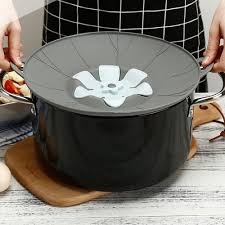 Silicone Flower Spill-proof Pot Lid Rotatable Pot Lid Kitchen Gadget, Size: 23cm  Small Gray